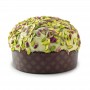 Pistachio Panettone covered with shelled pistachios