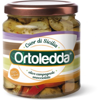 Entkernte Ortoledda-Oliven