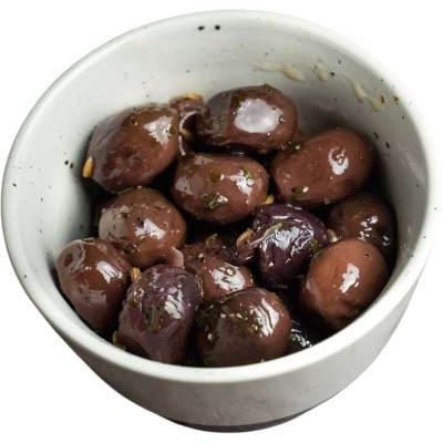 Olives noires siciliennes assaisonnées de persil